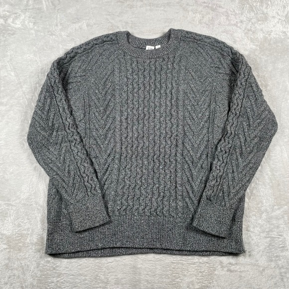 GAP Sweaters - GAP Women Cable Knit Sweater Crew Neck Long Sleeve‎ Gray XL